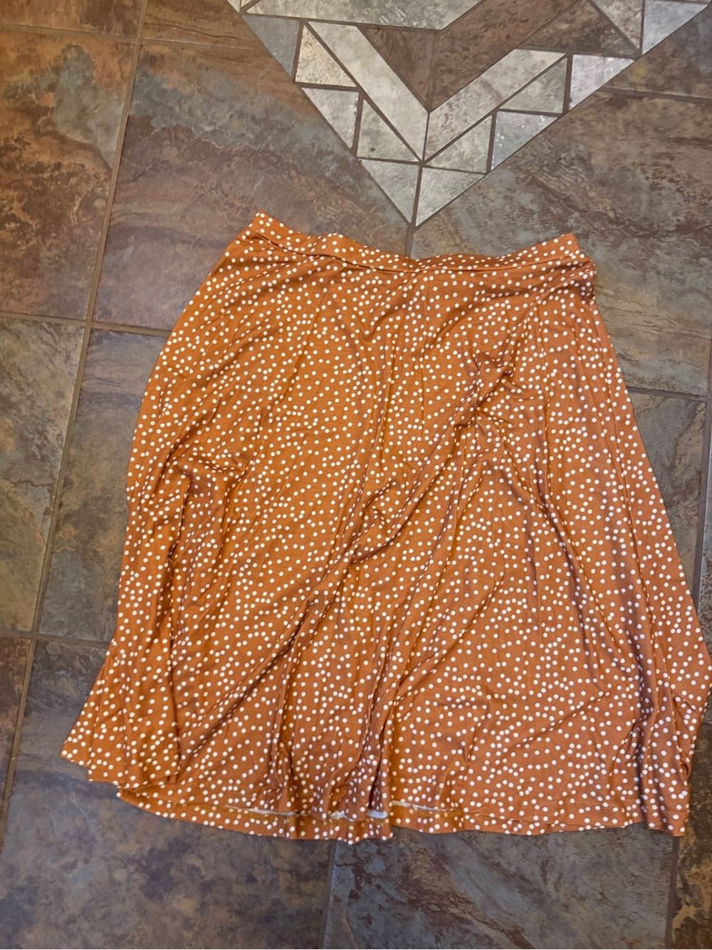Tickled Teal Rust Polka Dot Midi Skirt